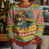 Hawaiian Pineapples Skull Kid Ugly Christmas Sweater Mele Kalikimaka Palaka Quilt Pattern - Polynesian Pride