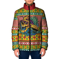 Hawaiian Pineapples Skull Padded Jacket Mele Kalikimaka Palaka Quilt Pattern - Polynesian Pride