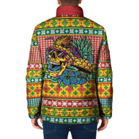 Hawaiian Pineapples Skull Padded Jacket Mele Kalikimaka Palaka Quilt Pattern - Polynesian Pride