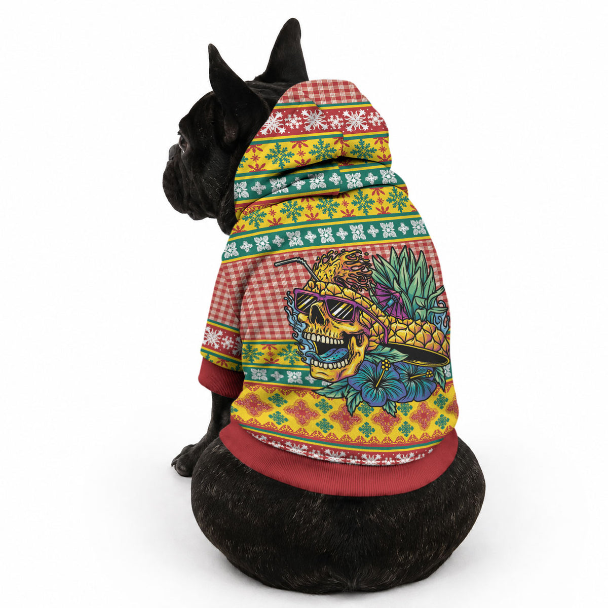 Hawaiian Pineapples Skull Pet Hoodie Mele Kalikimaka Palaka Quilt Pattern LT9 - Polynesian Pride