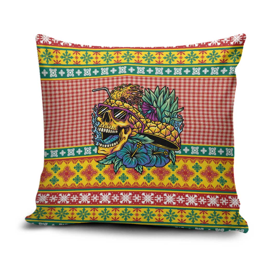 Hawaiian Pineapples Skull Pillow Cover Mele Kalikimaka Palaka Quilt Pattern - Polynesian Pride