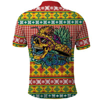 Hawaiian Pineapples Skull Polo Shirt Mele Kalikimaka Palaka Quilt Pattern - Polynesian Pride
