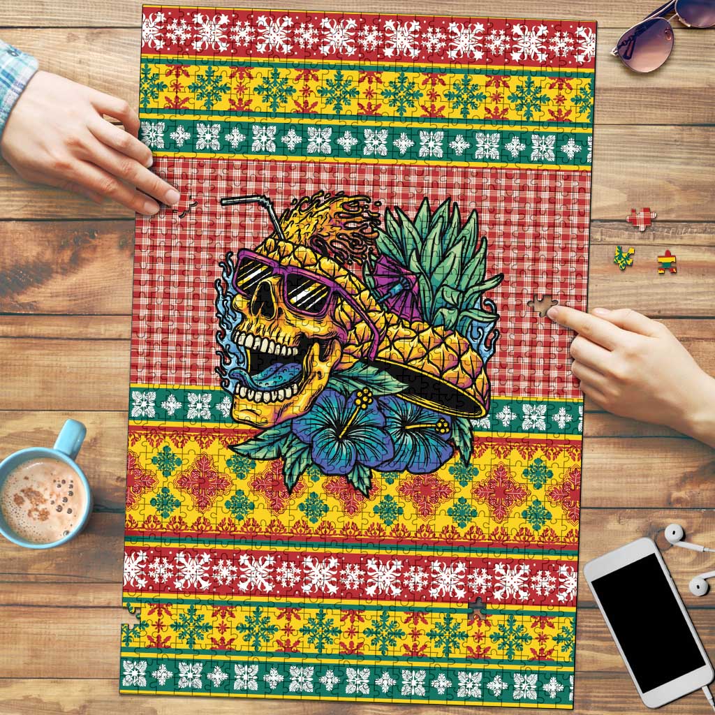Hawaiian Pineapples Skull Puzzle Mele Kalikimaka Palaka Quilt Pattern - Polynesian Pride