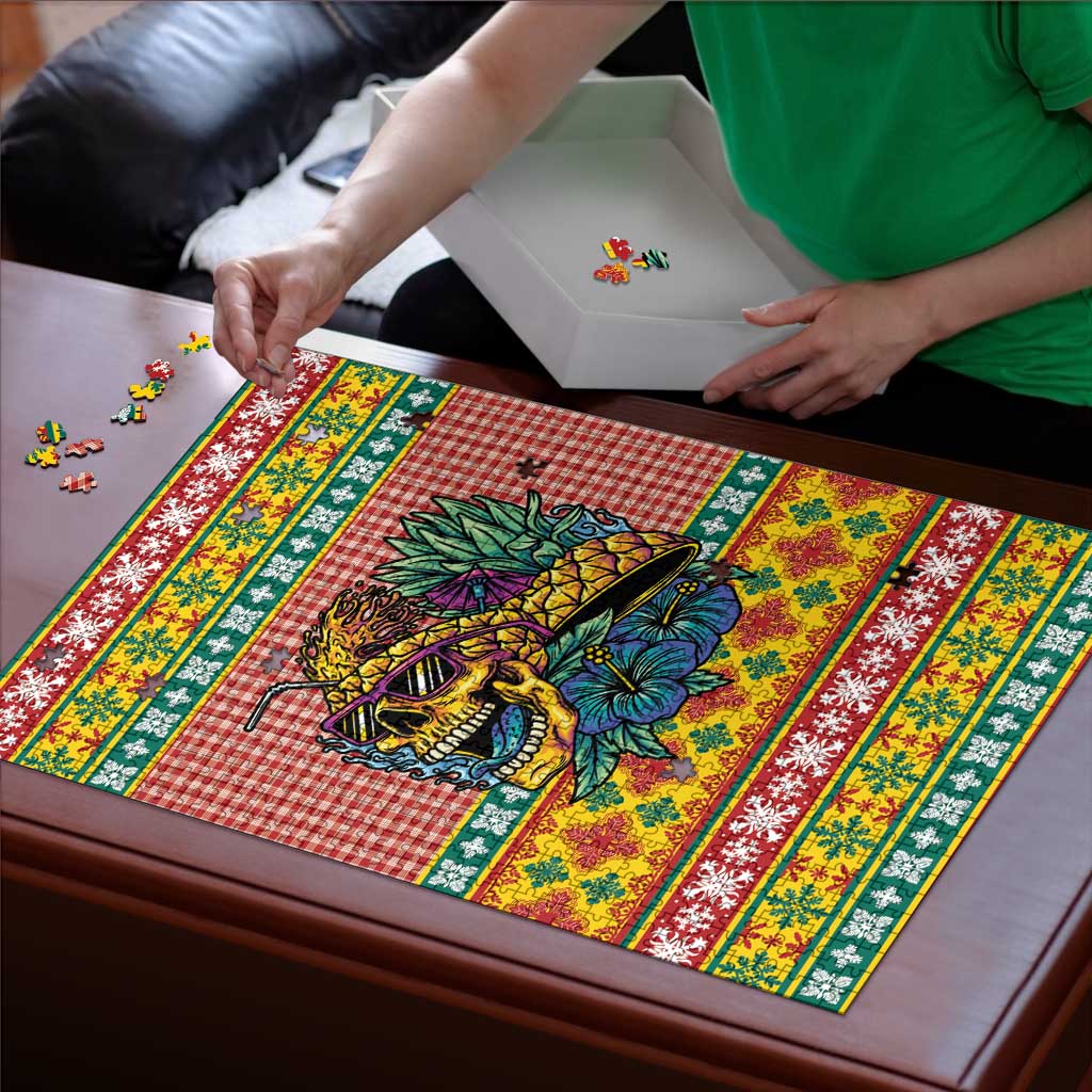 Hawaiian Pineapples Skull Puzzle Mele Kalikimaka Palaka Quilt Pattern - Polynesian Pride