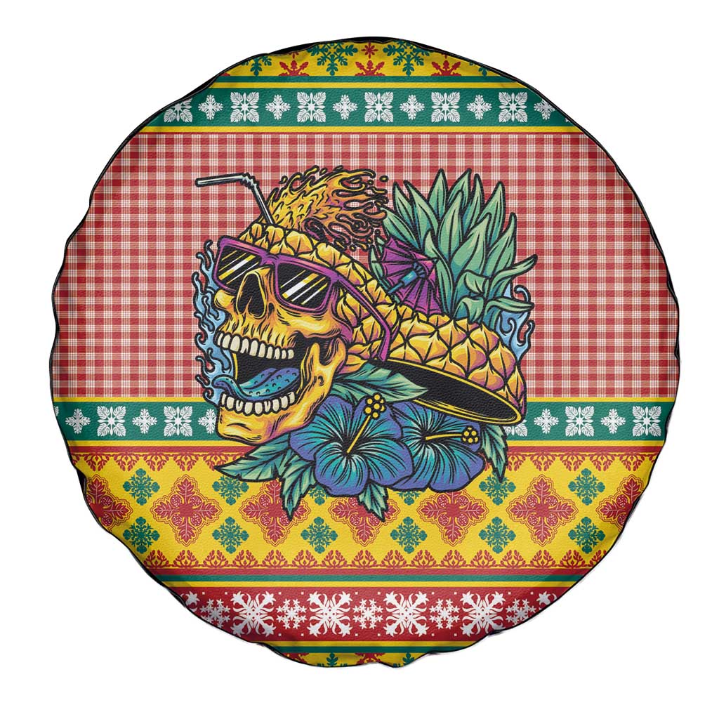 Hawaiian Pineapples Skull Spare Tire Cover Mele Kalikimaka Palaka Quilt Pattern - Polynesian Pride