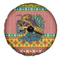 Hawaiian Pineapples Skull Spare Tire Cover Mele Kalikimaka Palaka Quilt Pattern - Polynesian Pride
