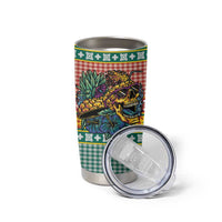 Hawaiian Pineapples Skull Tumbler Cup Mele Kalikimaka Palaka Quilt Pattern - Polynesian Pride