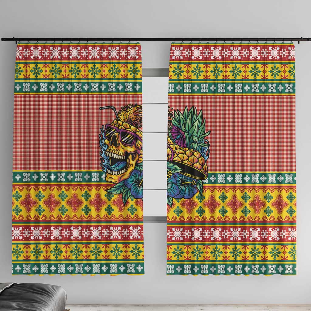 Hawaiian Pineapples Skull Window Curtain Mele Kalikimaka Palaka Quilt Pattern - Polynesian Pride