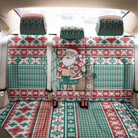 Hawaiian Funny Santa Surf Back Car Seat Cover Mele Kalikimaka Palaka Quilt Pattern - Polynesian Pride