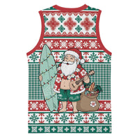 Hawaiian Funny Santa Surf Basketball Jersey Mele Kalikimaka Palaka Quilt Pattern - Polynesian Pride