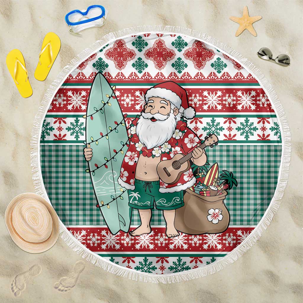 Hawaiian Funny Santa Surf Beach Blanket Mele Kalikimaka Palaka Quilt Pattern - Polynesian Pride