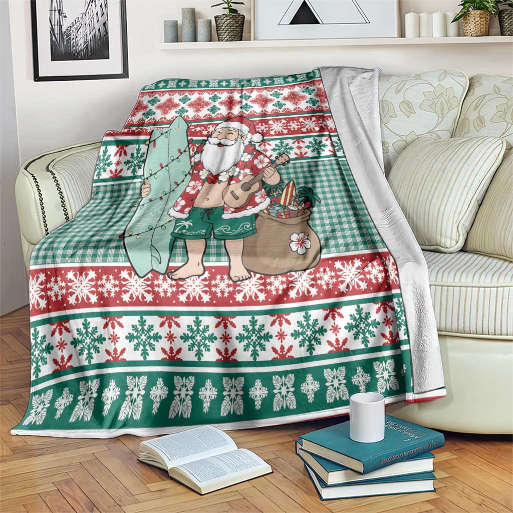 Hawaiian Funny Santa Surf Blanket Mele Kalikimaka Palaka Quilt Pattern - Polynesian Pride