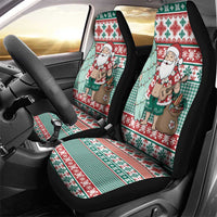 Hawaiian Funny Santa Surf Car Seat Cover Mele Kalikimaka Palaka Quilt Pattern - Polynesian Pride