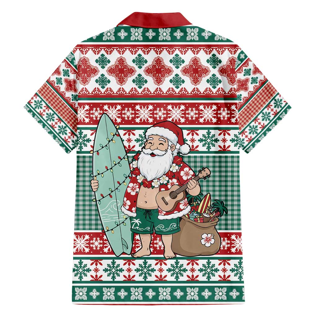 Hawaiian Funny Santa Surf Family Matching Puletasi and Hawaiian Shirt Mele Kalikimaka Palaka Quilt Pattern - Polynesian Pride