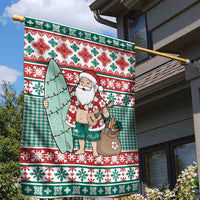 Hawaiian Funny Santa Surf Garden Flag Mele Kalikimaka Palaka Quilt Pattern - Polynesian Pride