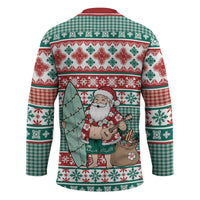 Hawaiian Funny Santa Surf Hockey Jersey Mele Kalikimaka Palaka Quilt Pattern - Polynesian Pride