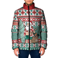 Hawaiian Funny Santa Surf Padded Jacket Mele Kalikimaka Palaka Quilt Pattern - Polynesian Pride