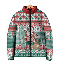 Hawaiian Funny Santa Surf Padded Jacket Mele Kalikimaka Palaka Quilt Pattern - Polynesian Pride