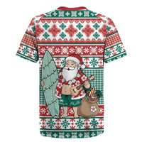 Hawaiian Funny Santa Surf Rugby Jersey Mele Kalikimaka Palaka Quilt Pattern - Polynesian Pride