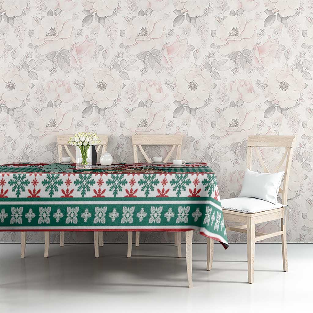 Hawaiian Funny Santa Surf Tablecloth Mele Kalikimaka Palaka Quilt Pattern - Polynesian Pride