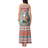 Hawaiian Funny Santa Surf Tank Maxi Dress Mele Kalikimaka Palaka Quilt Pattern - Polynesian Pride