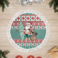 Hawaiian Funny Santa Surf Tree Skirt Mele Kalikimaka Palaka Quilt Pattern - Polynesian Pride