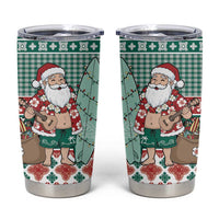 Hawaiian Funny Santa Surf Tumbler Cup Mele Kalikimaka Palaka Quilt Pattern - Polynesian Pride