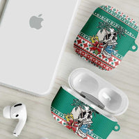 Hawaiian Skull Surfs AirPods Case Mele Kalikimaka Palaka Quilt Pattern - Polynesian Pride