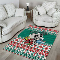 Hawaiian Skull Surfs Area Rug Mele Kalikimaka Palaka Quilt Pattern - Polynesian Pride