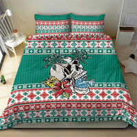 Hawaiian Skull Surfs Bedding Set Mele Kalikimaka Palaka Quilt Pattern - Polynesian Pride