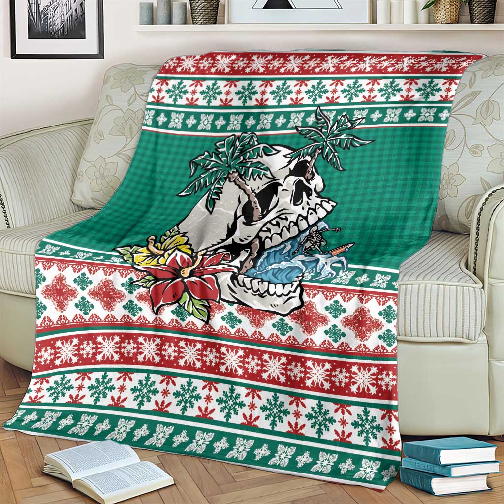 Hawaiian Skull Surfs Blanket Mele Kalikimaka Palaka Quilt Pattern - Polynesian Pride