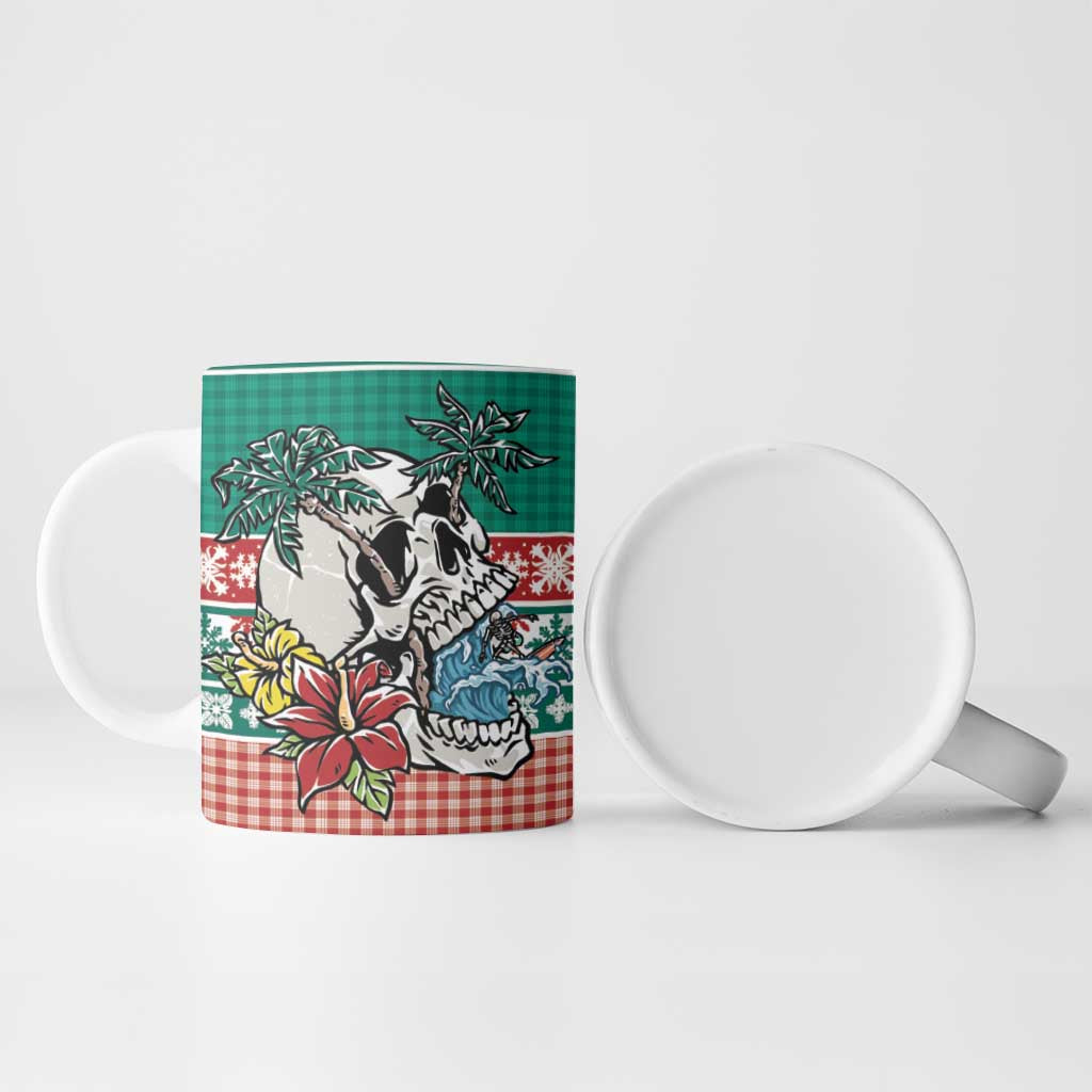 Hawaiian Skull Surfs Ceramic Mug Mele Kalikimaka Palaka Quilt Pattern - Polynesian Pride