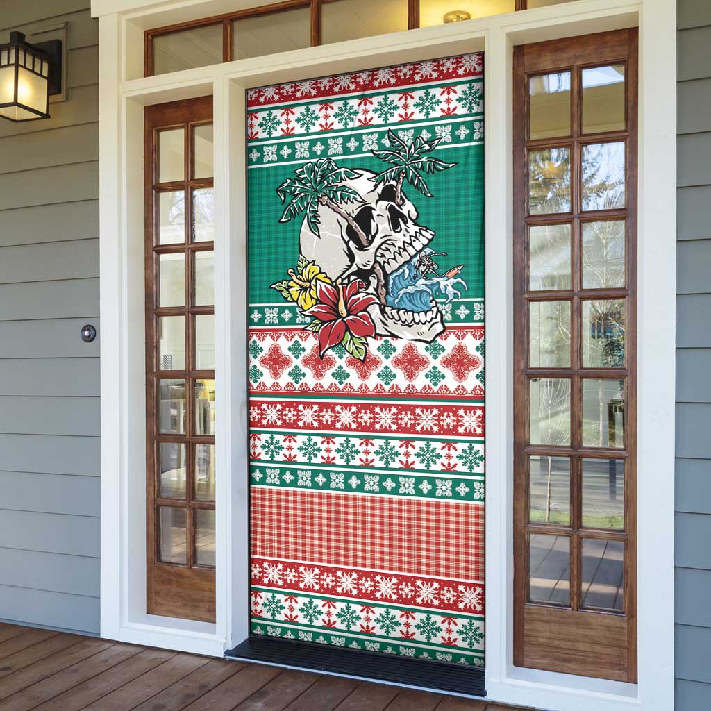 Hawaiian Skull Surfs Door Cover Mele Kalikimaka Palaka Quilt Pattern - Polynesian Pride