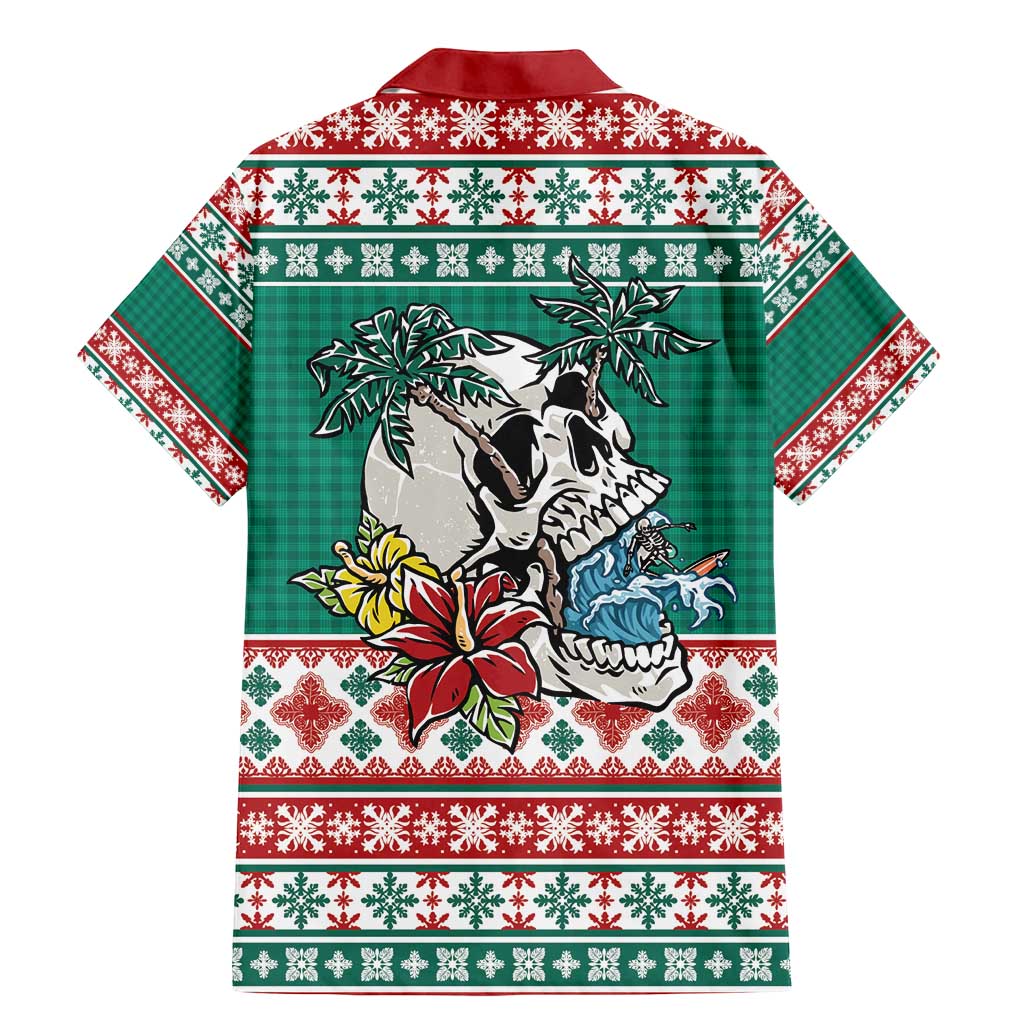 Hawaiian Skull Surfs Family Matching Mermaid Dress and Hawaiian Shirt Mele Kalikimaka Palaka Quilt Pattern - Polynesian Pride