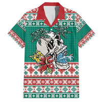 Hawaiian Skull Surfs Family Matching Puletasi and Hawaiian Shirt Mele Kalikimaka Palaka Quilt Pattern - Polynesian Pride