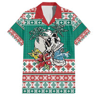 Hawaiian Skull Surfs Family Matching Tank Maxi Dress and Hawaiian Shirt Mele Kalikimaka Palaka Quilt Pattern - Polynesian Pride