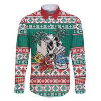 Hawaiian Skull Surfs Family Matching Tank Maxi Dress and Hawaiian Shirt Mele Kalikimaka Palaka Quilt Pattern - Polynesian Pride