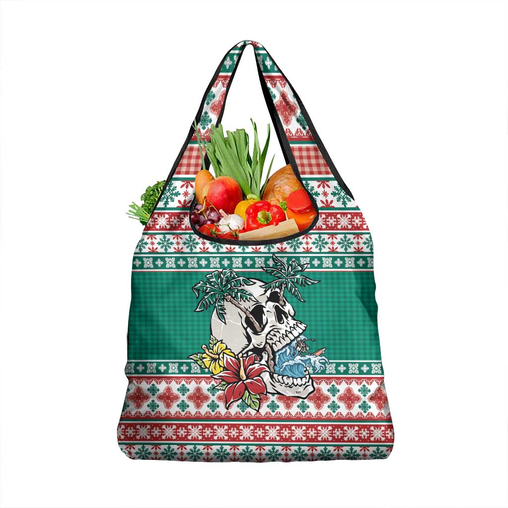 Hawaiian Skull Surfs Grocery Bag Mele Kalikimaka Palaka Quilt Pattern - Polynesian Pride