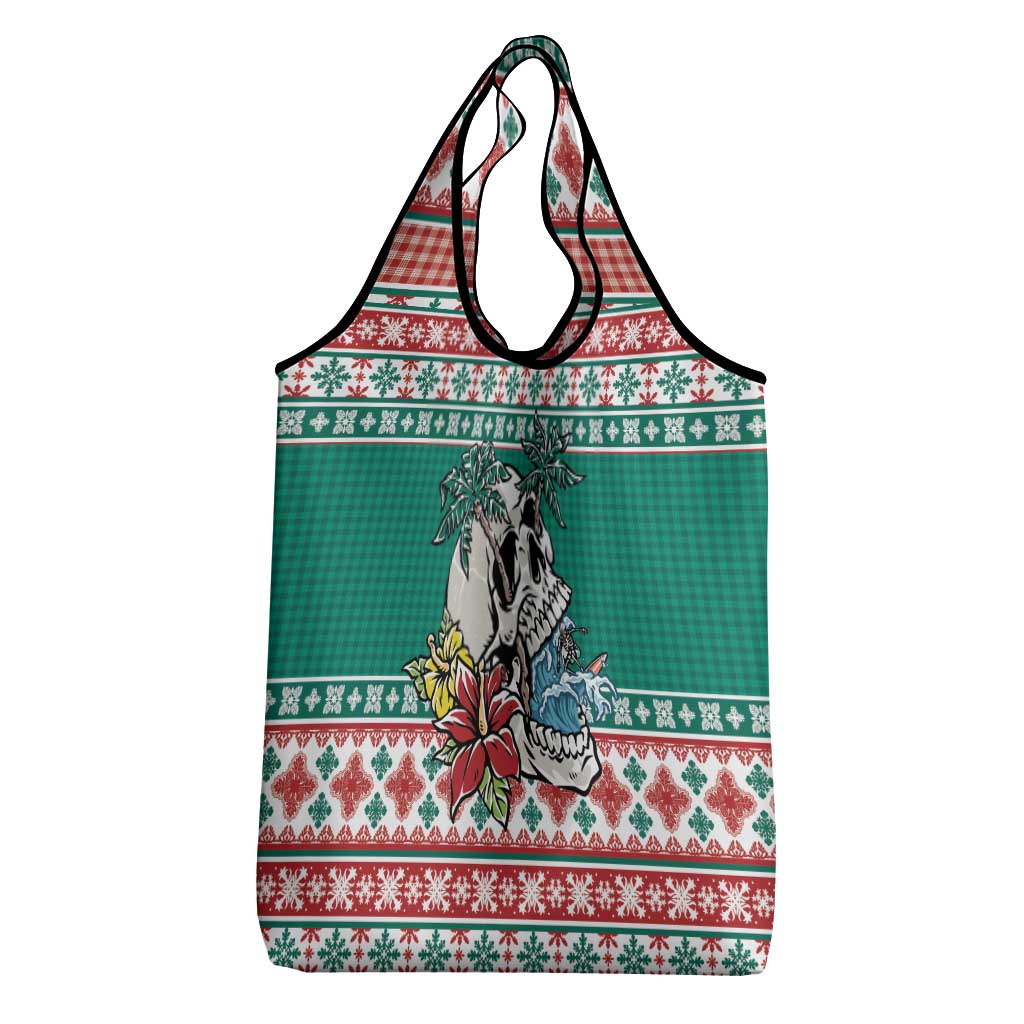 Hawaiian Skull Surfs Grocery Bag Mele Kalikimaka Palaka Quilt Pattern - Polynesian Pride