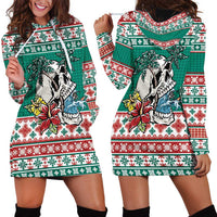 Hawaiian Skull Surfs Hoodie Dress Mele Kalikimaka Palaka Quilt Pattern - Polynesian Pride