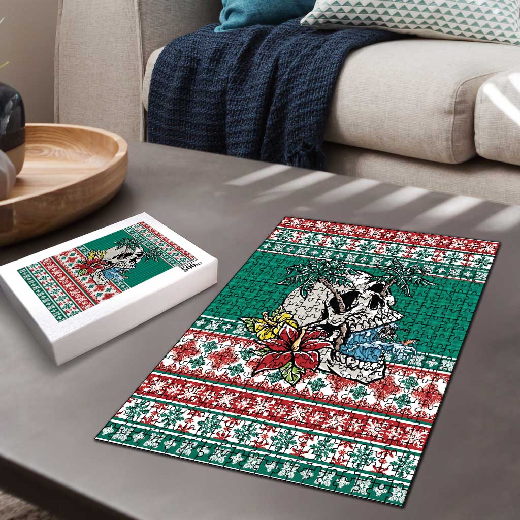 Hawaiian Skull Surfs Puzzle Mele Kalikimaka Palaka Quilt Pattern - Polynesian Pride