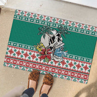 Hawaiian Skull Surfs Rubber Doormat Mele Kalikimaka Palaka Quilt Pattern - Polynesian Pride