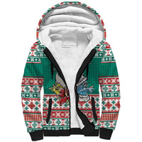 Hawaiian Skull Surfs Sherpa Hoodie Mele Kalikimaka Palaka Quilt Pattern - Polynesian Pride