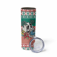 Hawaiian Skull Surfs Skinny Tumbler Mele Kalikimaka Palaka Quilt Pattern - Polynesian Pride