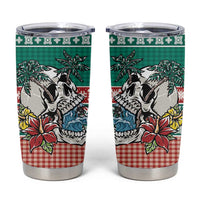 Hawaiian Skull Surfs Tumbler Cup Mele Kalikimaka Palaka Quilt Pattern - Polynesian Pride
