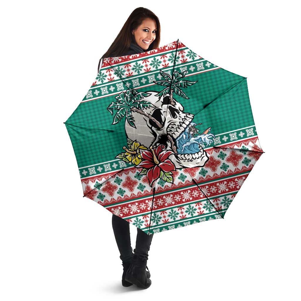 Hawaiian Skull Surfs Umbrella Mele Kalikimaka Palaka Quilt Pattern - Polynesian Pride