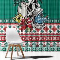 Hawaiian Skull Surfs Window Curtain Mele Kalikimaka Palaka Quilt Pattern - Polynesian Pride