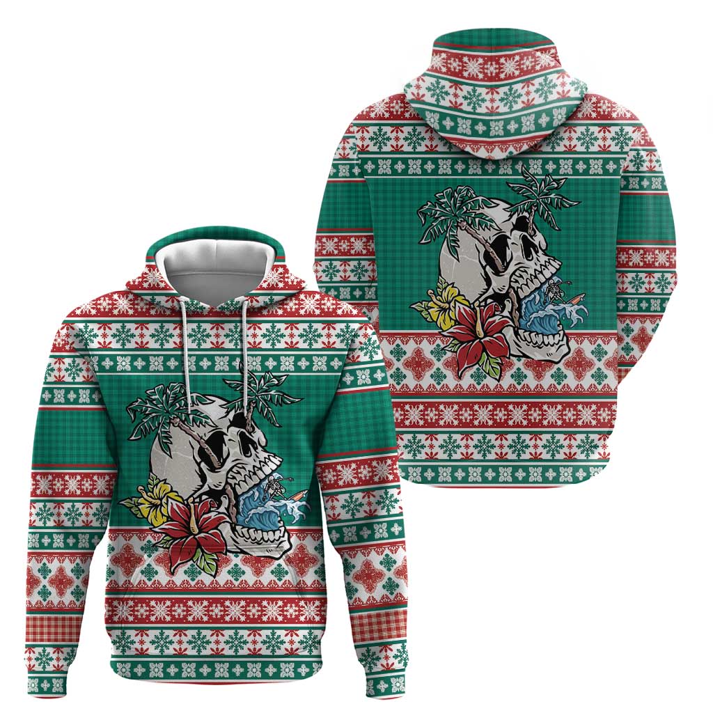 Hawaiian Skull Surfs Zip Hoodie Mele Kalikimaka Palaka Quilt Pattern - Polynesian Pride