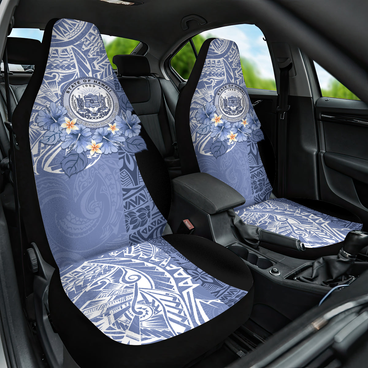 Aloha Vintage Hawaii Tribal Car Seat Cover Blue Style LT9 One Size Blue - Polynesian Pride