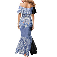 Aloha Vintage Hawaii Tribal Family Matching Mermaid Dress and Hawaiian Shirt Blue Style LT9 - Polynesian Pride